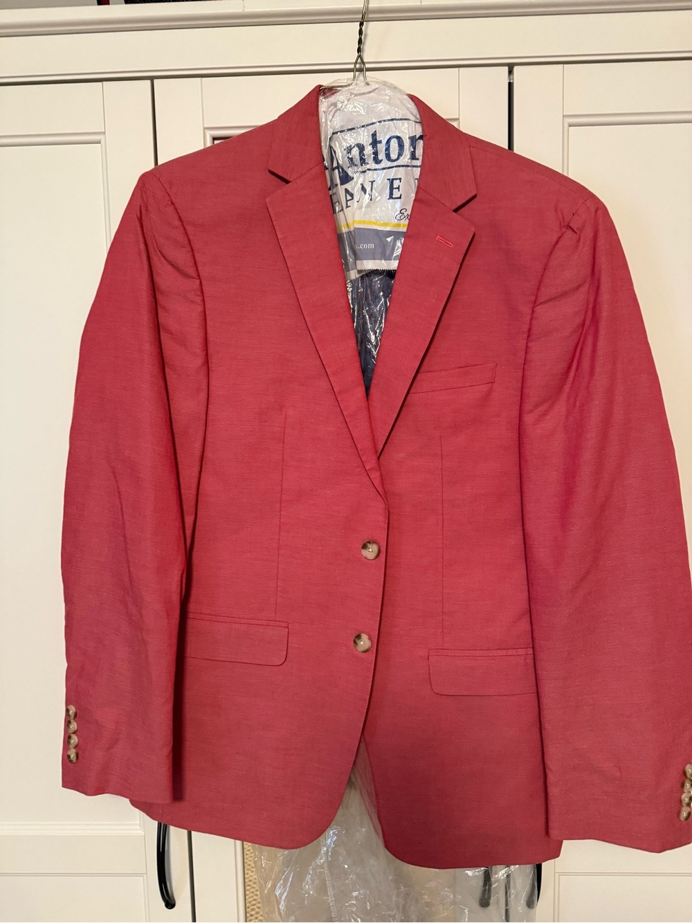 Calvin Klein Men's Coral-Red Two-Button Blazer Size M